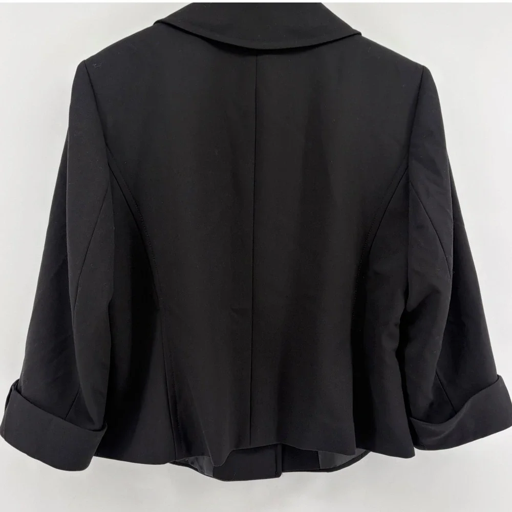 Tahari Arthur S Levine Black‎ Button Front Swing Jacket 14W 3/4 Sleeve Lined